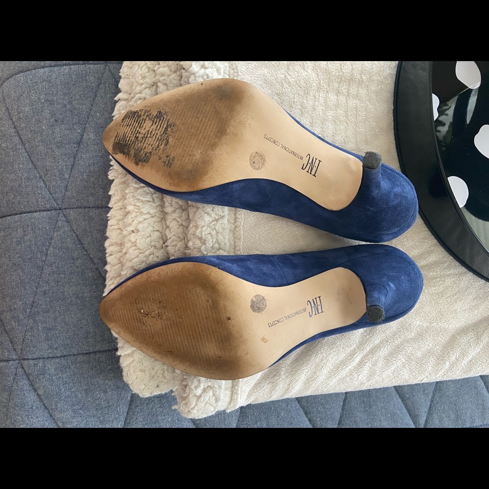 INC Blue Suede Kitten Heels